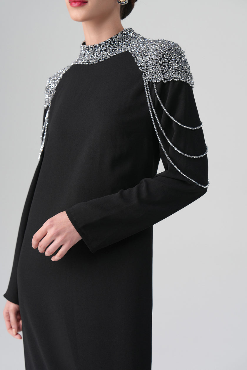 Mirella Omuz Detaylı Elbise Siyah