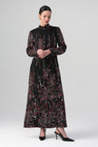 Virella Desenli Elbise Siyah-Bordo