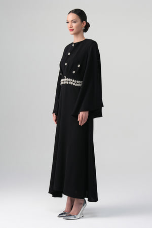 Orlina İnci Detaylı Elbise Siyah