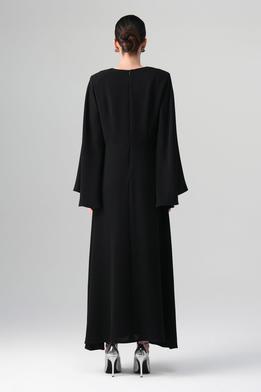 Orlina İnci Detaylı Elbise Siyah