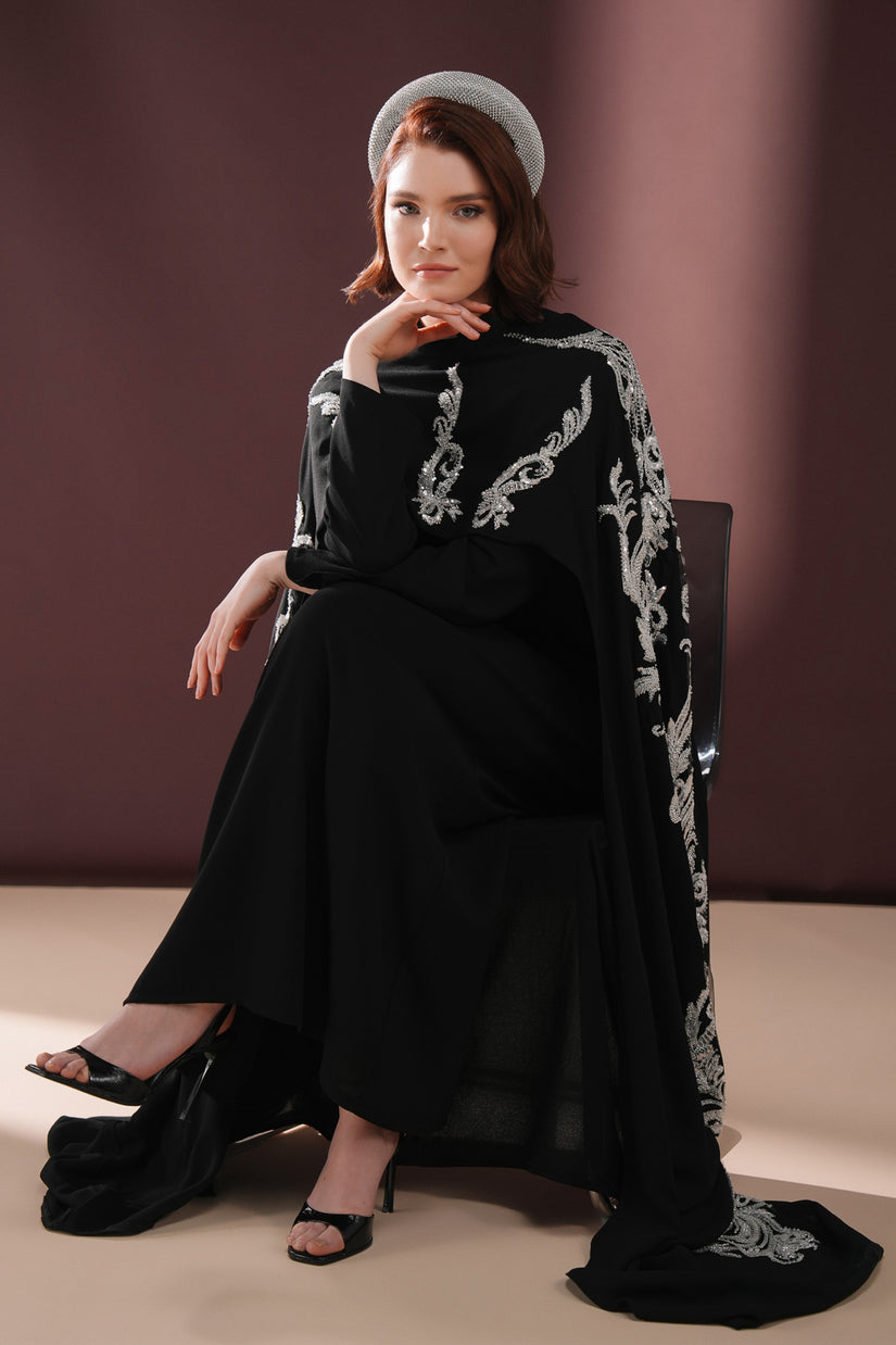 Ophelra Nakışlı Abiye Siyah