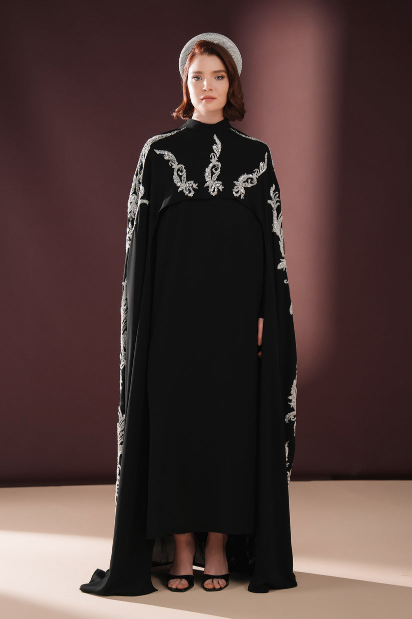 Ophelra Nakışlı Abiye Siyah