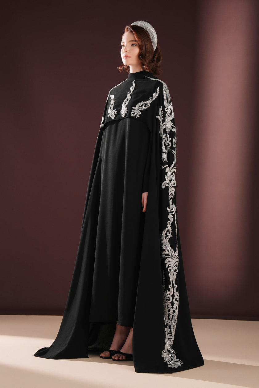 Ophelra Nakışlı Abiye Siyah