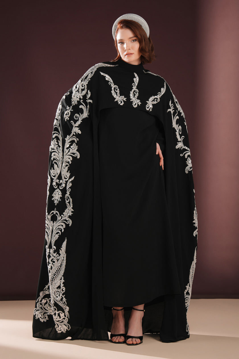 Ophelra Nakışlı Abiye Siyah
