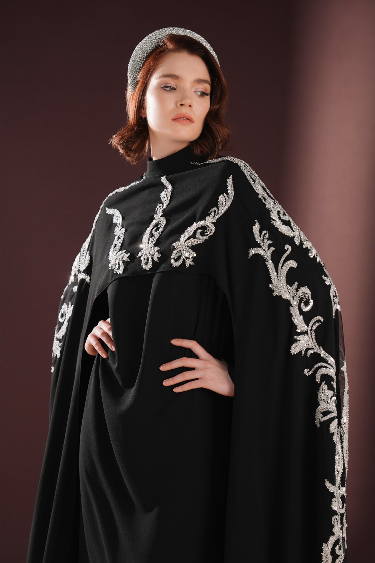 Ophelra Nakışlı Abiye Siyah