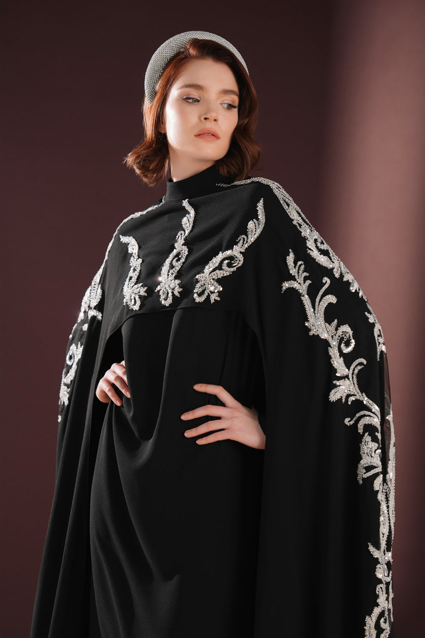 Ophelra Nakışlı Abiye Siyah