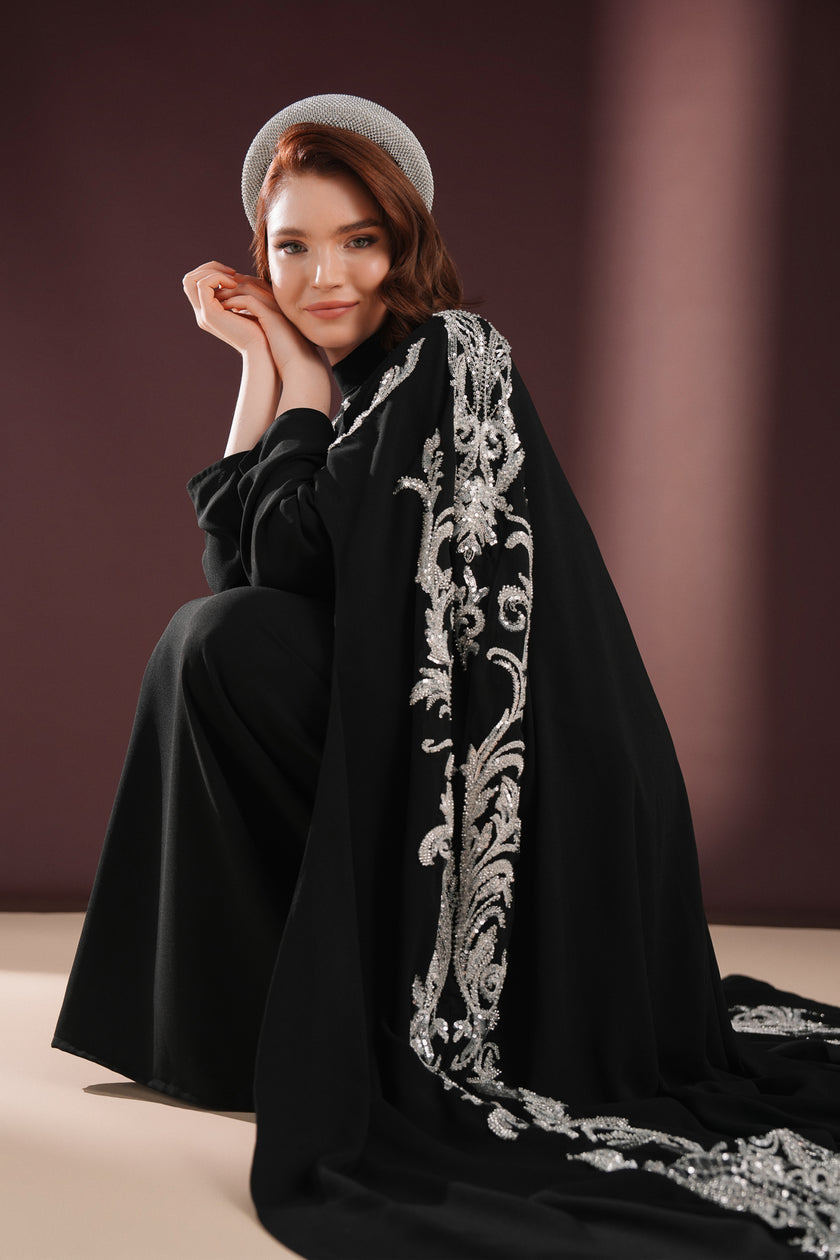 Ophelra Nakışlı Abiye Siyah