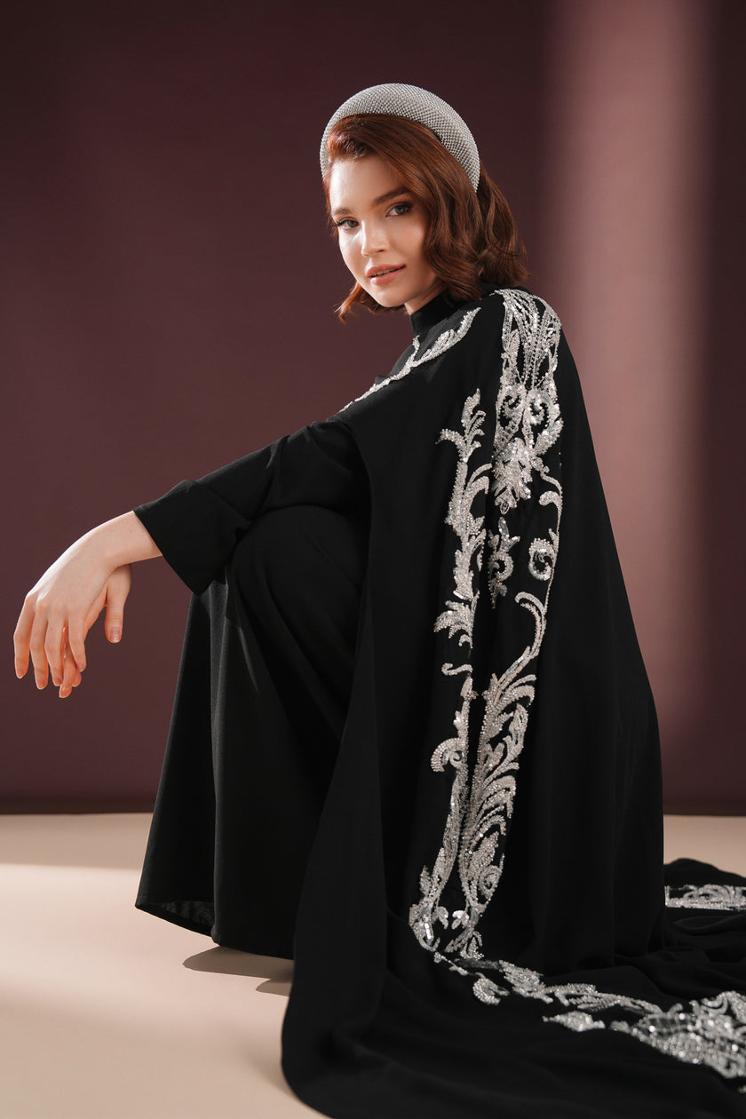 Ophelra Nakışlı Abiye Siyah
