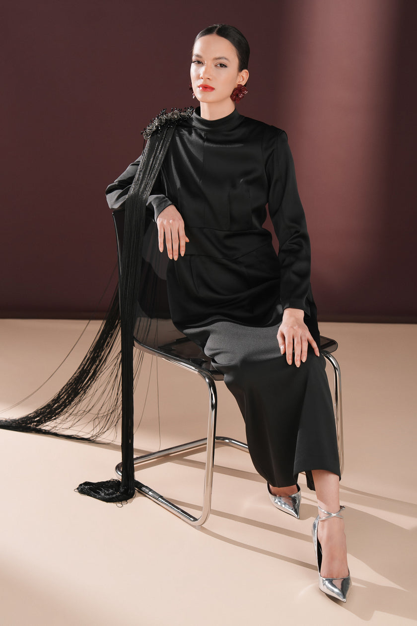 Thalina Minimal Elbise Siyah