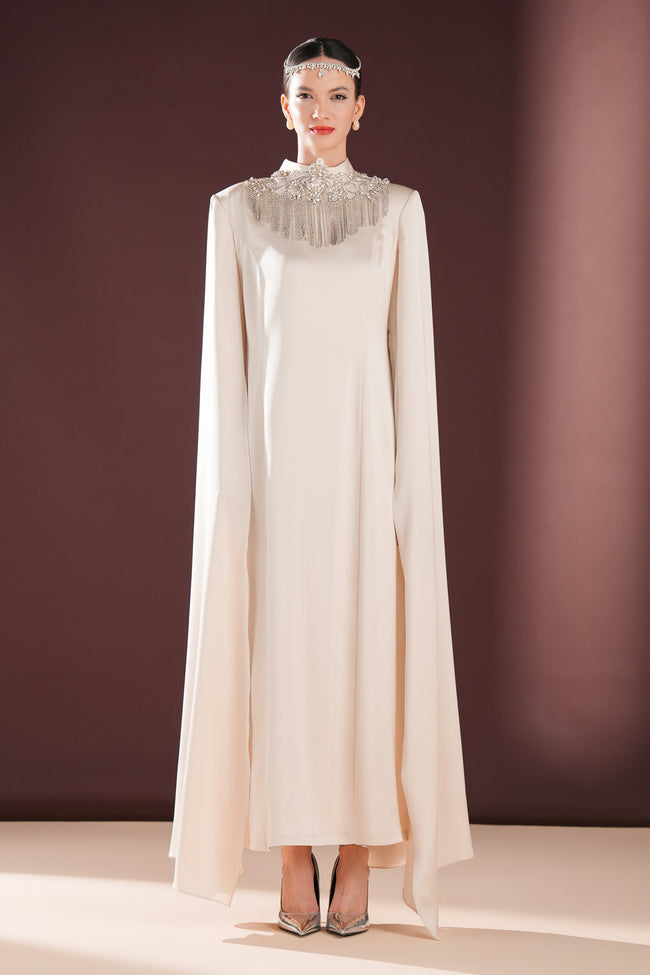 Aurevia Akışkan Elbise Ekru