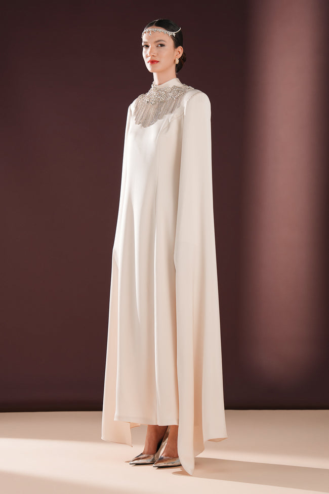 Aurevia Akışkan Elbise Ekru