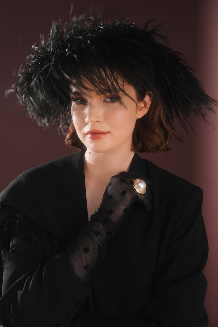 Nyxora Tüylü Ceket Elbise Siyah