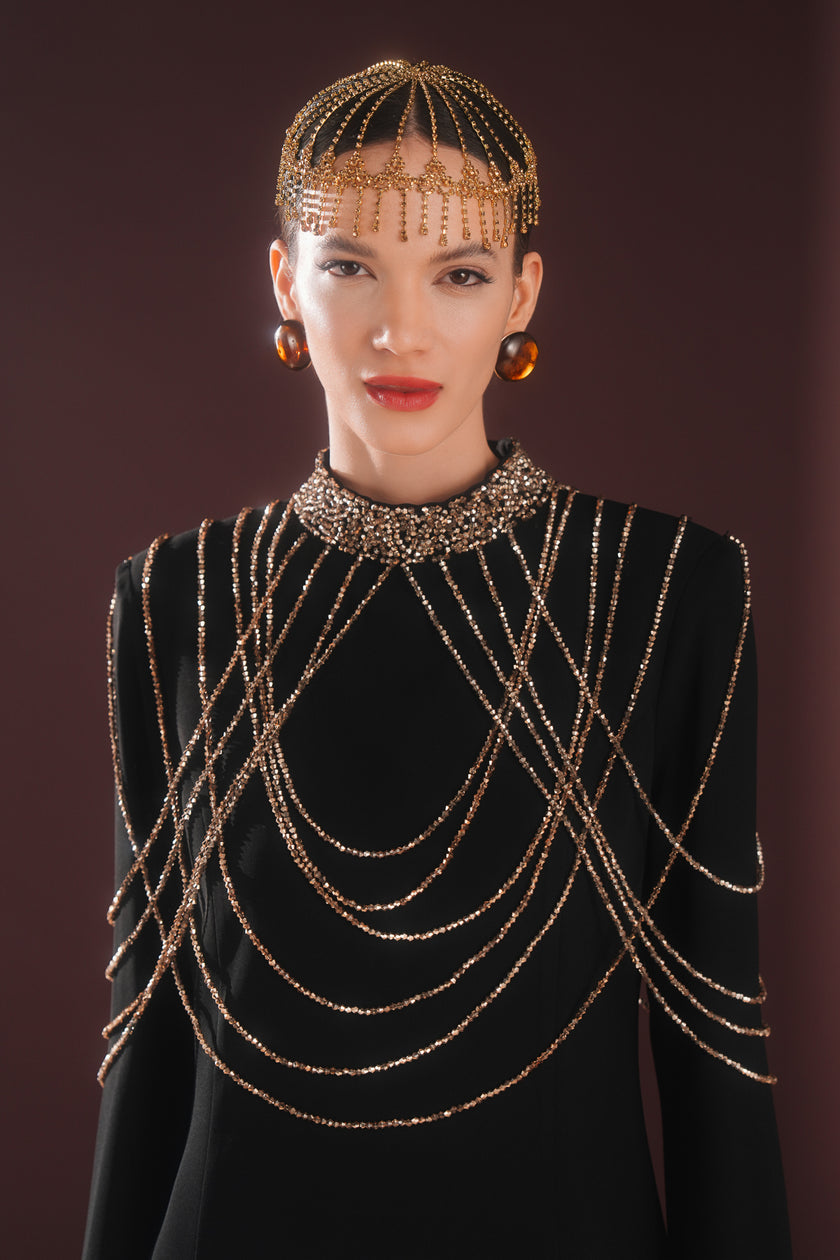 Calista Zincir Detaylı Elbise Siyah