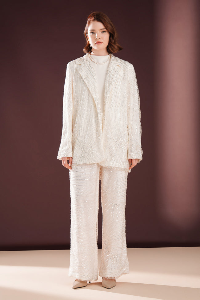 Seraphine Taşlı Takım Krem