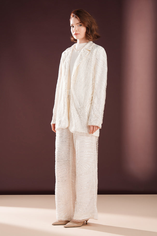 Seraphine Taşlı Takım Krem