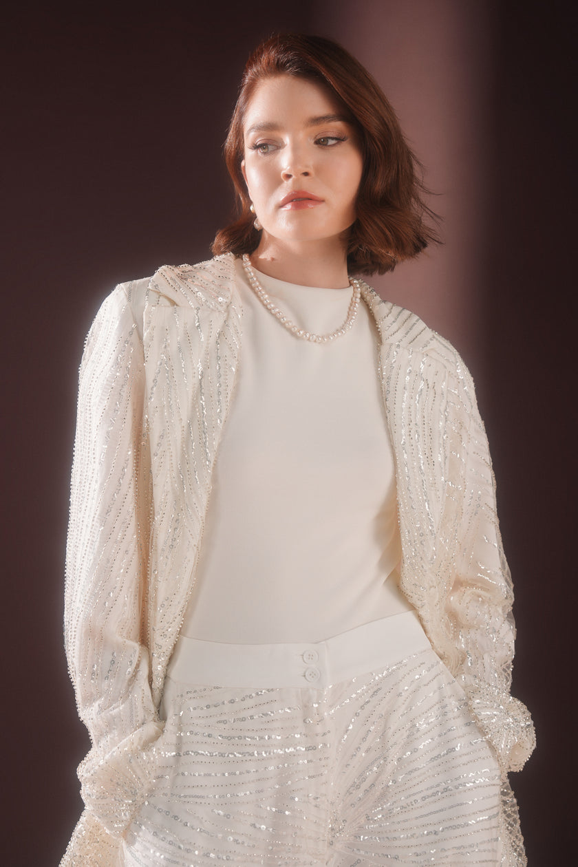 Seraphine Taşlı Takım Krem