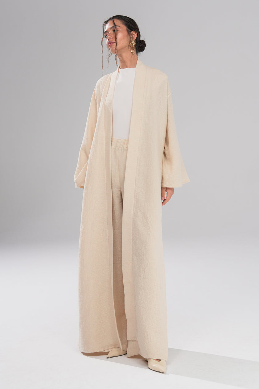 Flow Pantolon Kimono Parıltılı Takım Ekru