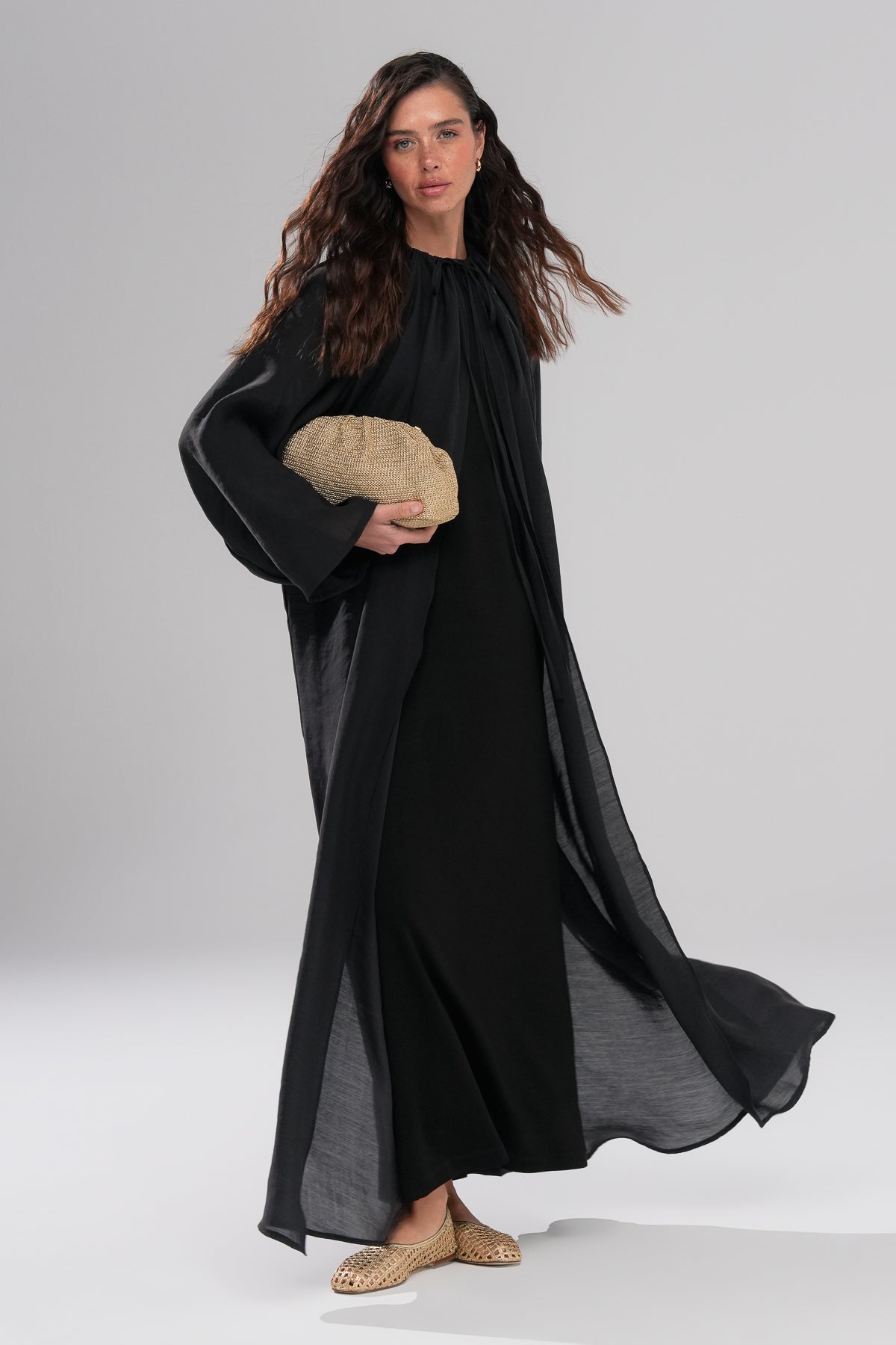 Serenity Pelerin Abaya Takım Siyah