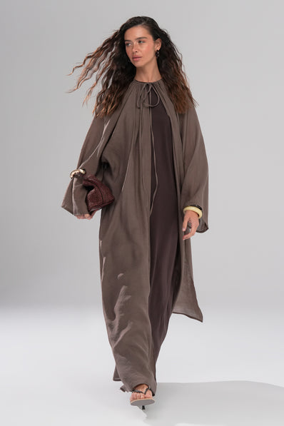 Serenity Pelerin Abaya Takım Kahve