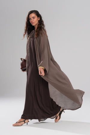 Serenity Pelerin Abaya Takım Kahve