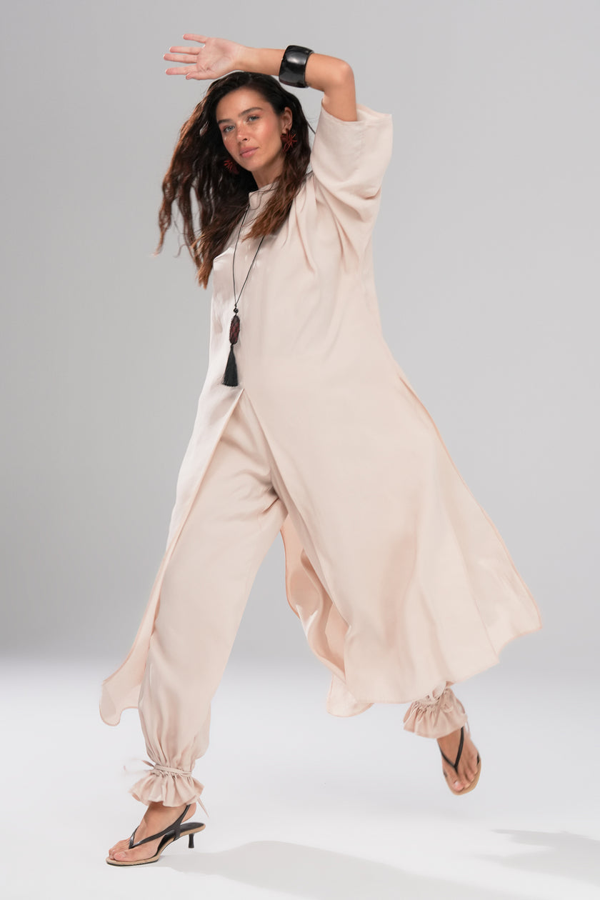 Sable Coast Pantolon Abaya Takım Pudra