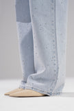 Pearl Denim Yıkanmış Taşlı Pantolon