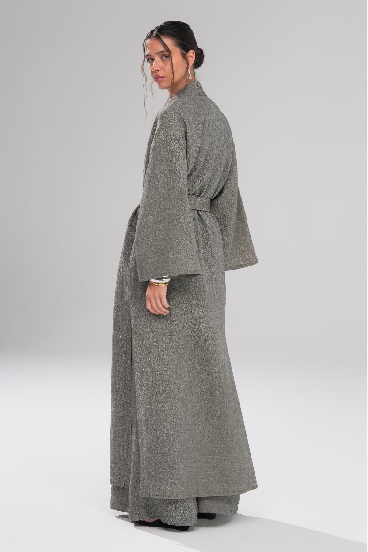 Flow Pantolon Kimono Parıltılı Takım Gri